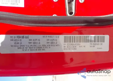 2018 Dodge Charger Sxt Rwd из США, поврежденный, VIN 2C3CDXBGXJH313014